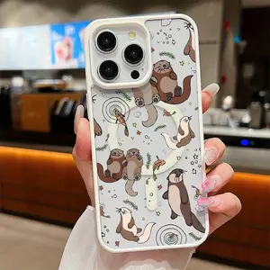 A Transparent Shockproof Magnetic Phone Case with Cute Animated Otter Design, Suitable for iPhone 17 Air/16 Plus/15 Pro Max/14 Pro/13/12/11/XS Max/X, Ideal Gift for Family, Friends, Lovers, Boyfriend, Girlfriend, Best Choice for Holiday Gifts MKLCXK48