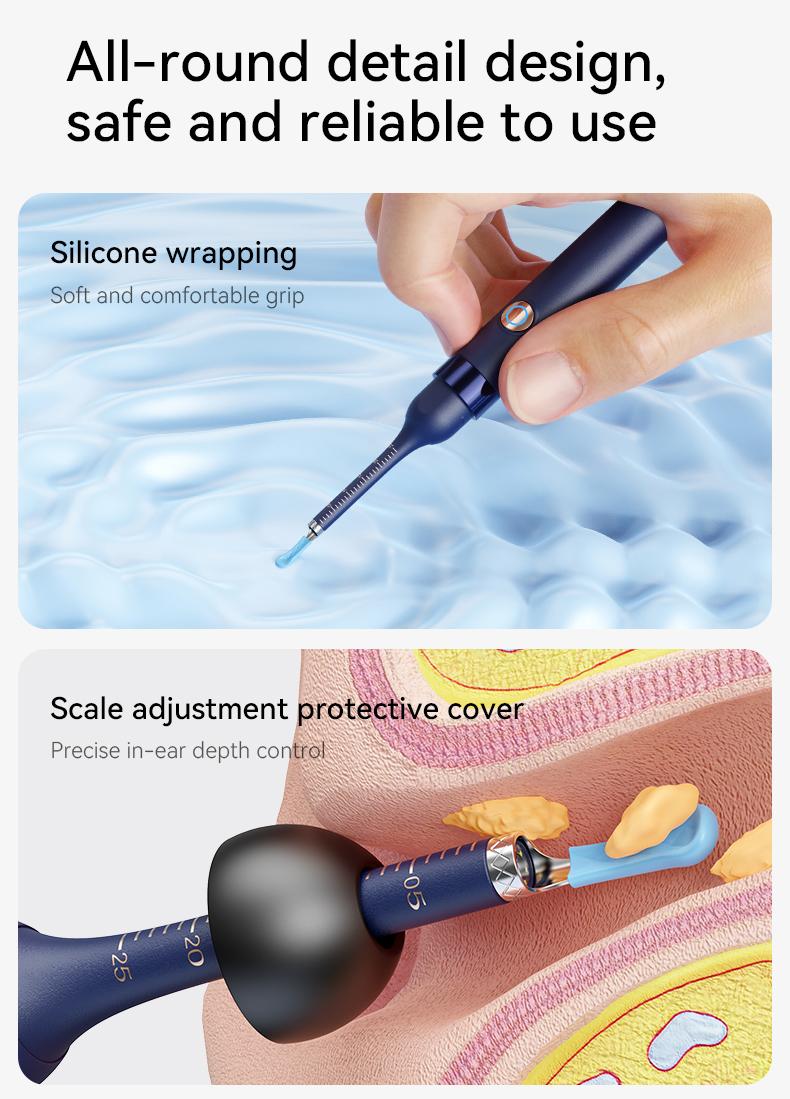 [TiktokShopSpringGlowUp] Smart Visual Ear Wax Removal Tool with 12 Replaceable Tips, HD Ear Camera Cleaning Kit, Professional Portable Ear Cleaner for Kids & Adults, Compatible with iOS & Android