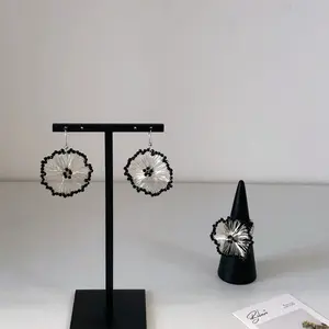 Handmade Copper Wire Woven Beaded Earrings for Men & Women, Metallic Texture, Handcrafted, Birthday Gifts, Party Favors, Souvenirs, Original Jewelry Gifts