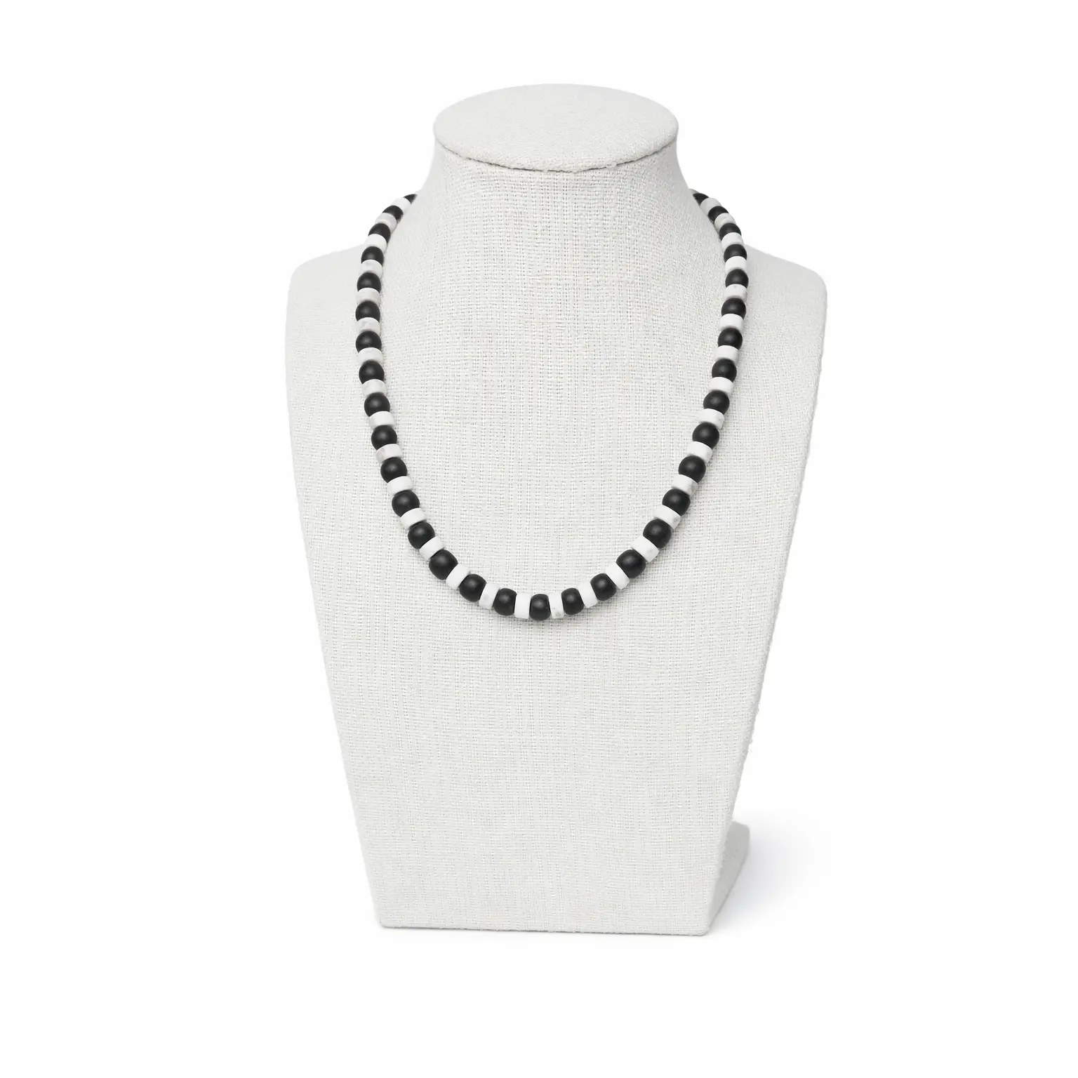 Black Onyx Heishi White Howlite Necklace  6mm Matte- Handmade Stretch Jewelry for Grounding & Calm