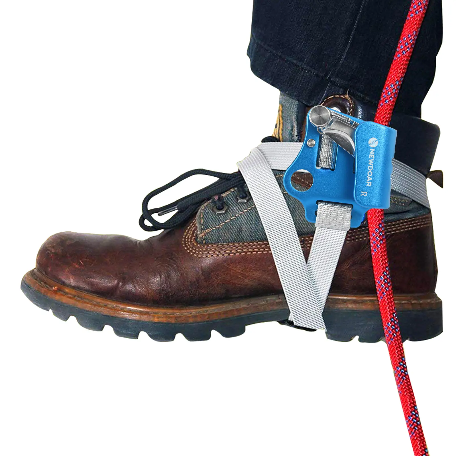 NEWDOAR Foot Ascender Riser for 8-13mm Ropes - Aluminum Alloy Mountaineering Equipment with 330lb Load Capacity & Wide Belt for Efficient Rope Ascents