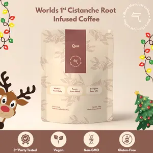 QEA World's 1st Cistanche Root Infused Coffee - Premium Coffee, 30 Servings for Longevity & Health Energy Recovery