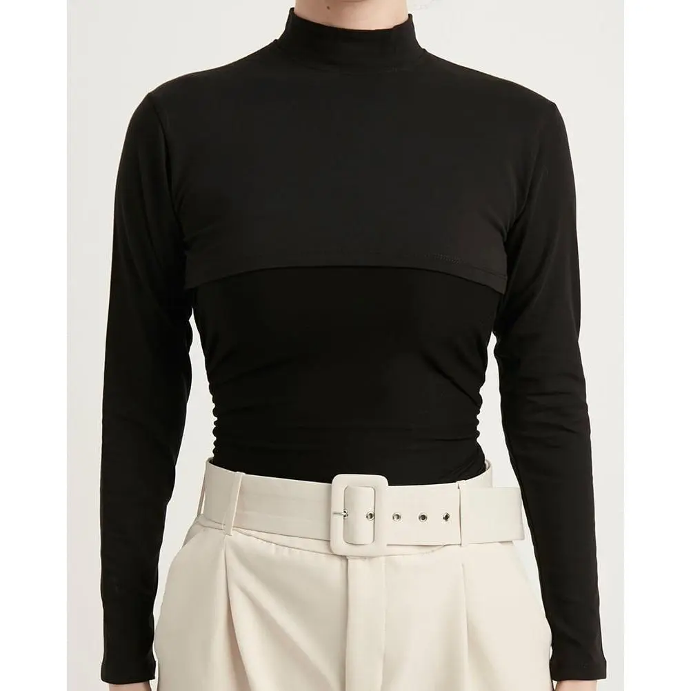 Premium Cotton Long Sleeve Neck Cover - Black