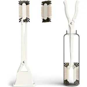 Bottle Brush and Two Replacement Brush Heads Set, 16-Inch Extra Long Handle | Bottle Brush with Stand, Bottle Cleaner. Perfect for Deep Bottles