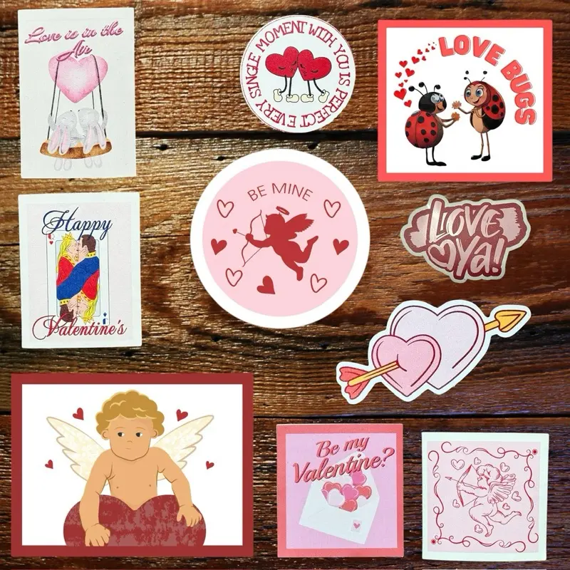 Valentine Day Sticker Pack - Includes Various Designs Featuring Love, Pink Phrases, and Simple Messages