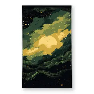 MWW C1ROAR35GLQKAE 3 x 5 ft. Cloudy Star Black Outdoor Rectangle Area Rug - Stylish Home Decor