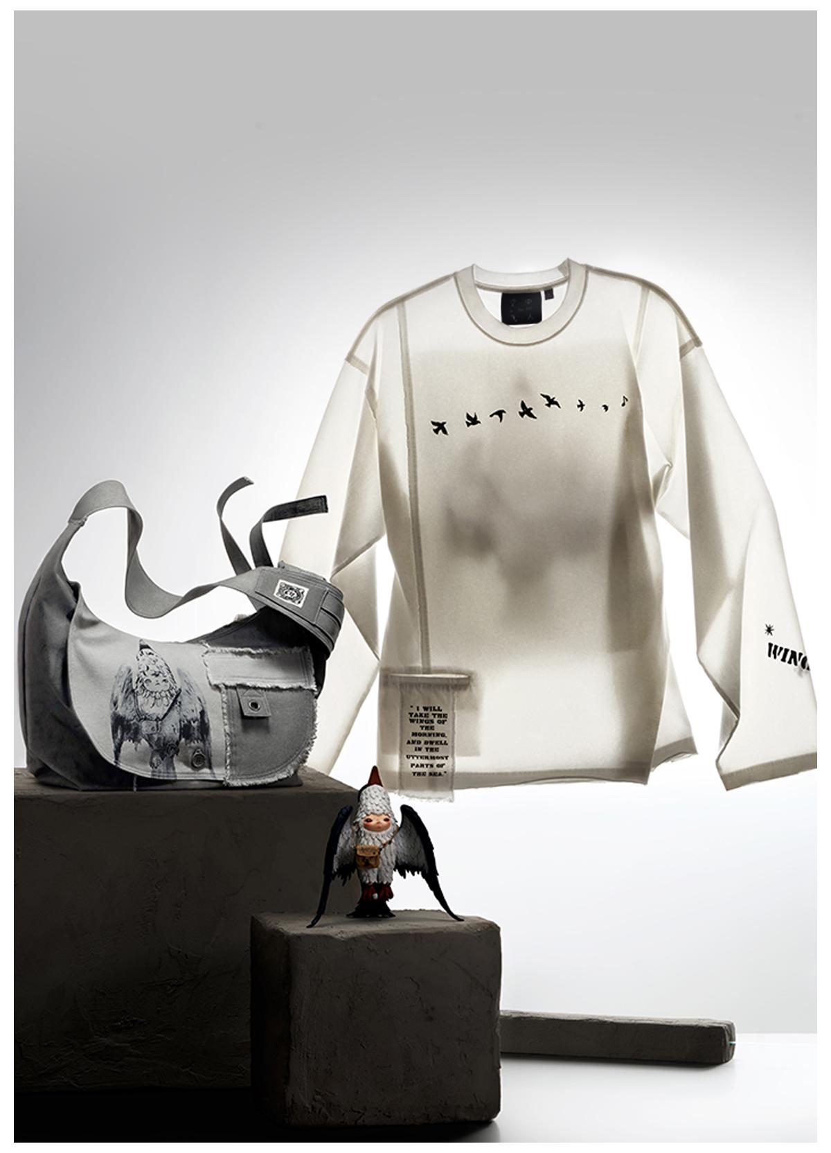POP MART Hirono × Leah Dou In the Air Fermented Washed Long-Sleeve T-Shirt White
