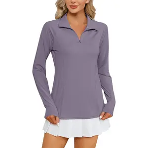 Women Long Sleeve Shirts Sun Protection 1/4 Zip Summer Quick Dry Hiking Shirts Quarter Zip Pullover for Women
