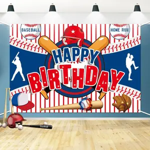 Baseball Happy Birthday Banner - 71'' x '' Large Baseball Backdrop for Boys  Teens - Birthday Party Supplies