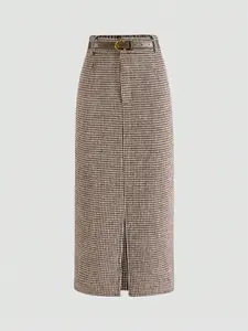 Women's Houndstooth Skirt, Fashionable, Versatile, Elegant, Loose Fit, Slimming