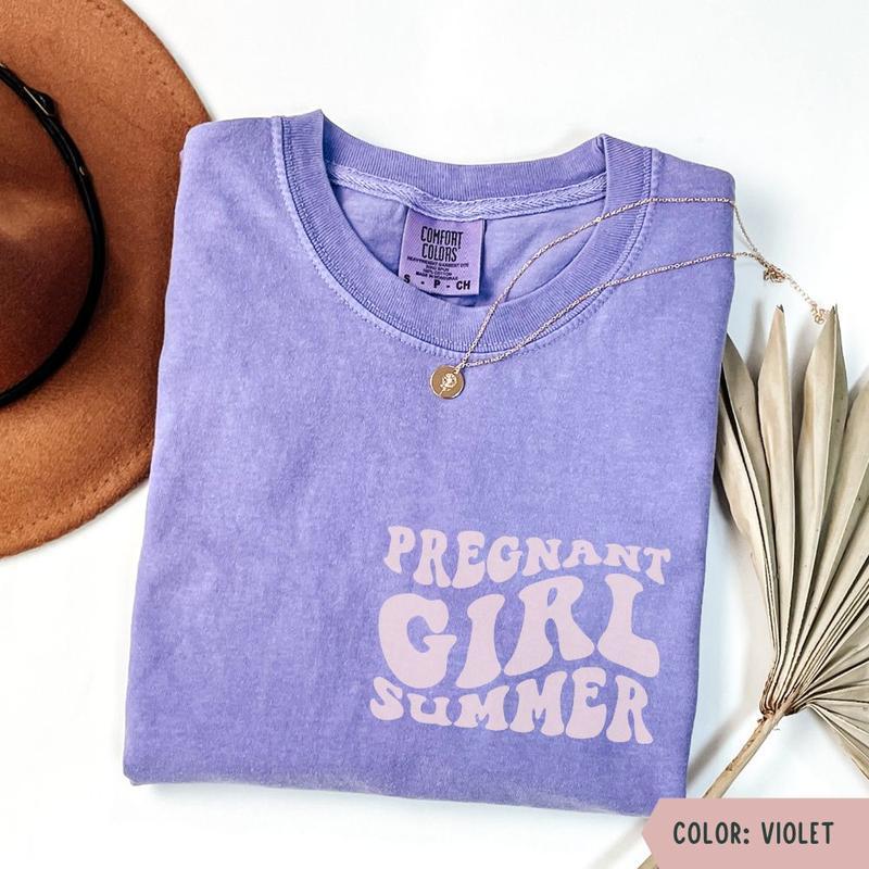 Pregnancy Shirt, Pregnant Girl Summer TShirt, Retro Pregnant Comfort Colors Shirt, Short Sleeve Pregnancy Announcement Reveal T-Shirt, Expecting Mom G Sweatshirt, Hoodie, Comfort Colors
