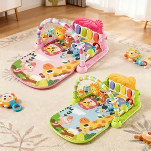 Baby Kick Piano Mat with Guardrail, Musical Fun Piano Toy Pad with Hanging Mirror, Interactive Toys for Infants, Christmas Gift, Play Mat, Nursery Development Mat