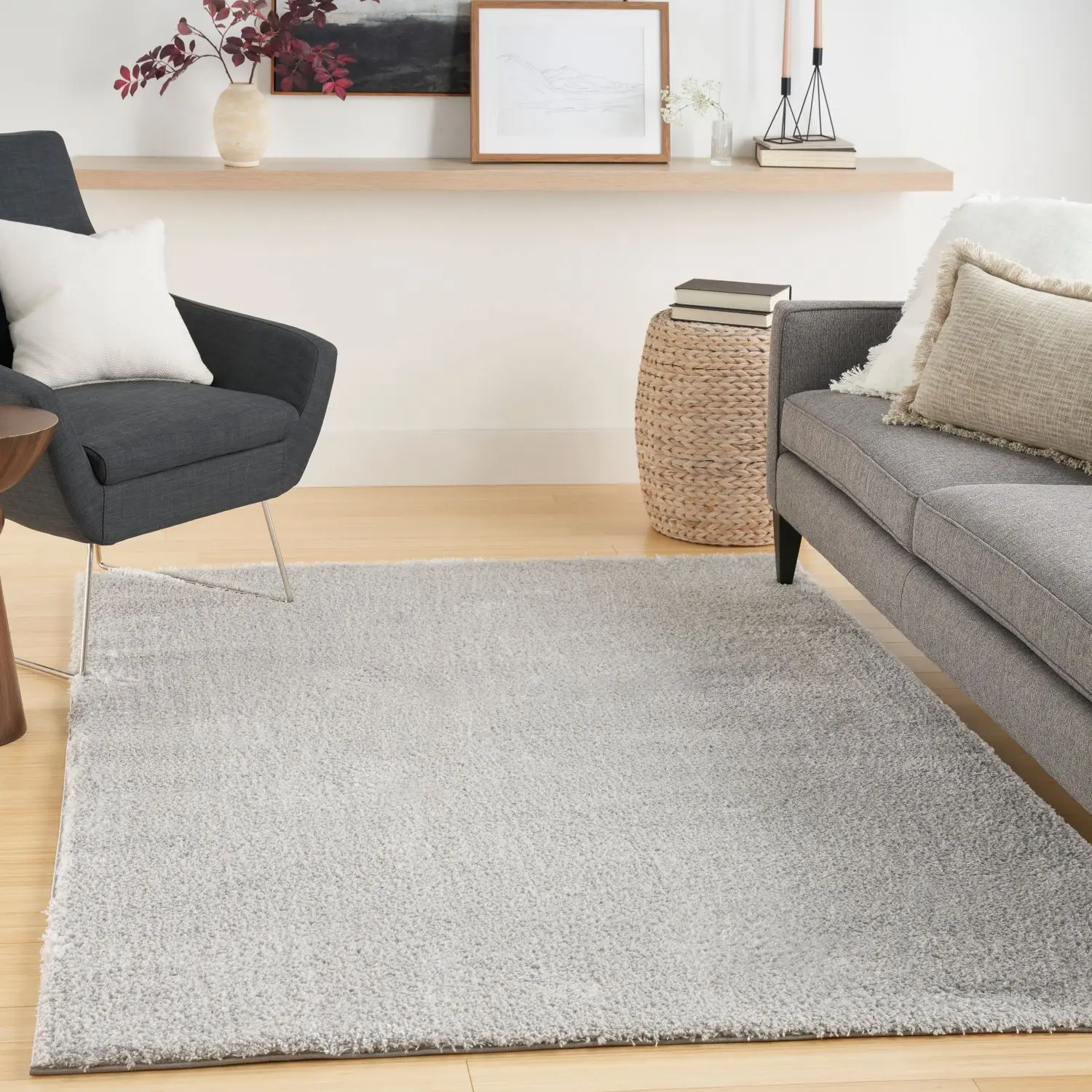 Nourison Soft Fluffy Blue Plush Area Rug - Indoor Home Decor Rug for Living Room, Soft Fluffy Rug