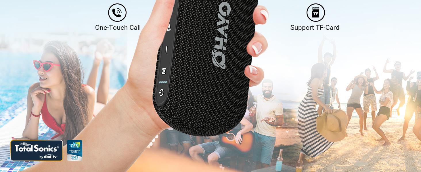 OHAYO 40W Wireless Portable Bluetooth Speaker with Lights, IPX7 Waterproof, Stereo Loud Sound, RGB Lights,TWS Pairing, AUX&TF-Card in, for Home/Party/Travel/Outdoor/Beach
