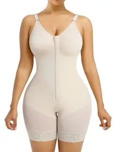 Women's Fajas Colombianas shapewear Elegant Tummy Control Butt Lifter Shaper with Zipper Crotch detachable shoulder strap