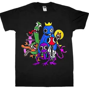 Funny Rainbow Friends Friends Rainbowfriends Unisex Short Sleeve New Black T-Shirt Cotton Fabric