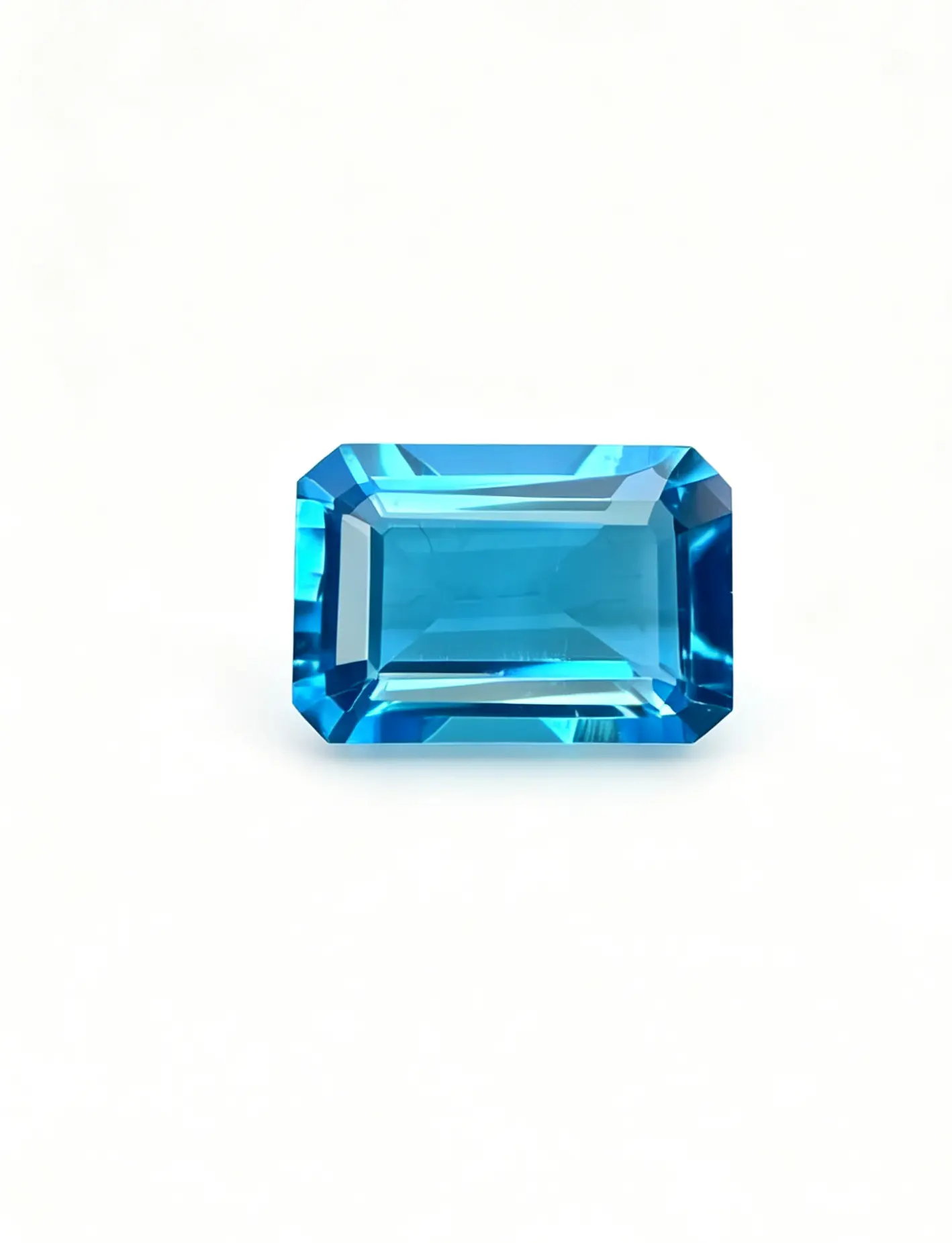 Natural Swiss Blue Emerald Cut Topaz With Certificate