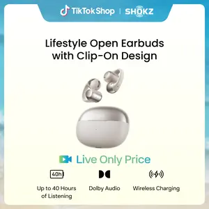 【Live only】SHOKZ OpenDots ONE - Open-Ear Headphones - Wireless Bluetooth Earbuds with Microphone - Premium Dolby Audio - Water Resistant - Fast Charging - Up to 40 hrs Playtime