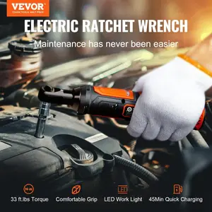 VEVOR 3/8 Cordless Electric Ratchet Wrench Set, 12V 33 Ft - lbs Power Ratchet Tool Kit, 45 - Min Fast Charge, 2 - Pack 2.0Ah Battery, Built - in LED Light, Variable Speed Trigger, 10 SocketsVEVOR Super Brand Day