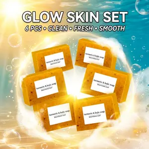 6pcs Lemon Turmeric Kojic Acid Soap Glow Brightening for Dark Spot Removal Organic Lemon Body Care Soap art soap split pea soap kids bath bombs with toys easter bath bombs rose bath milk black walnut bath rosemary bath bomb maggots bath bomb croatian soap