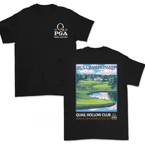 PGA Championship Quail Hollow 2026 Graphic Tees for Men & Women, Breathable Cotton Apparel, Golf Course Design with PGA Flag, Trendy Casual Gift for Golf Lovers Top Streetwear Summer