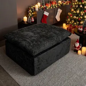 【Memorial Day Gift】NMXVXMN 39.4"x 29.5" x 16.5" Luxurious Chenille Fabric Boneless Ottoman for Sofa Couch, Ottoman Foot Rest, End of Bed Bench, No Assembly Required tool-free for Living Room, Bedroom, Entryway outdoorfun