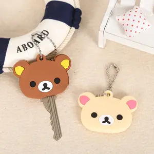 FASHION4U - Rilakkuma Key Protective Cover Keychains New Anime Relax Bear PVC Cases Backpack Bags Key Rings Pendants Charms Gift