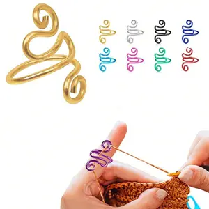 Manual Crochet Tension Ring, 5 Counts/set Adjustable Crochet Ring, Crochet Knitting Finger Ring, Crochet Knitting Gift for Women & Girls