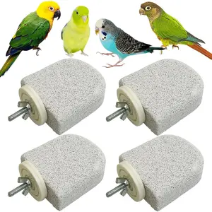 4 PCS Bird Perch Stands Parrot Calcium Perch Beak Grinding Stone Foot Claws Trimmer Parakeet Platform Parrot Chewing Toys for Small Medium Cockatiel Conure Lovebird Finch