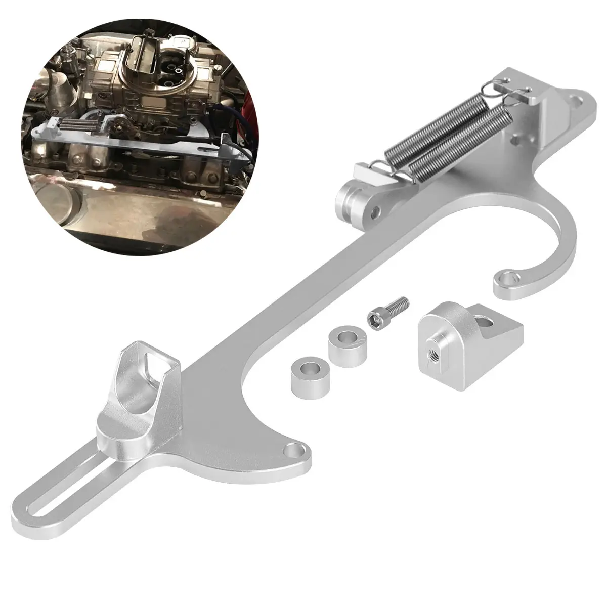 Dazone Throttle Cable Bracket for 4150 4160 Series Billet Adjustable Aluminum Carburetor Bracket Silver