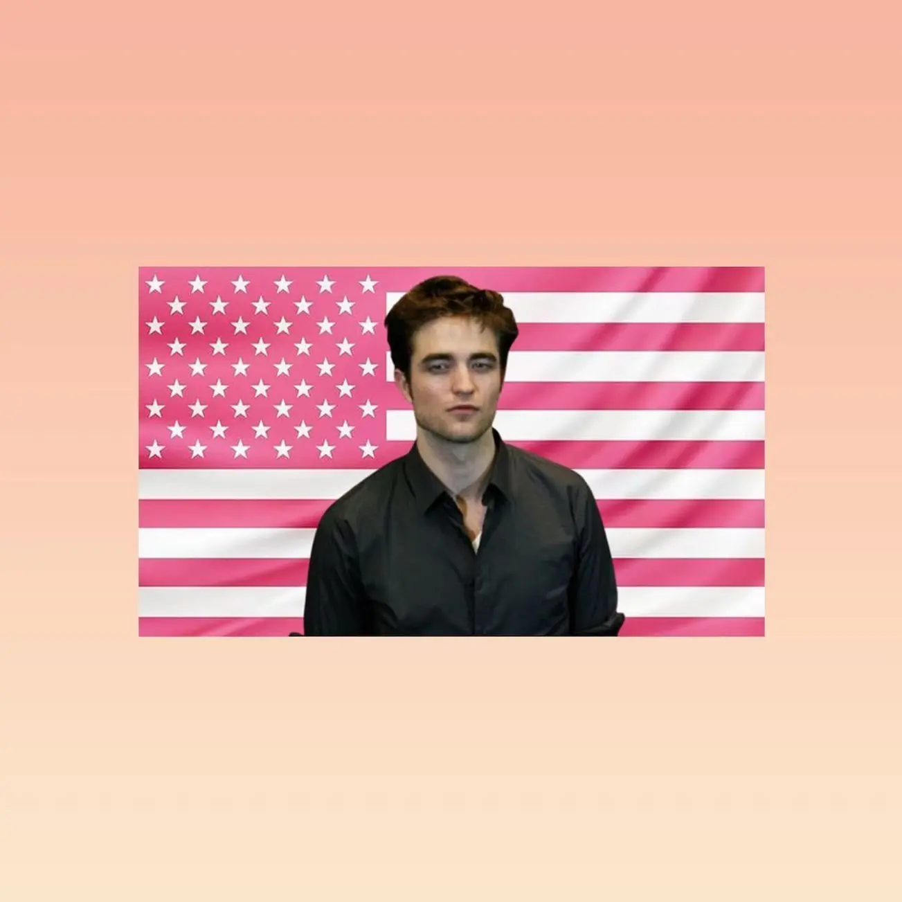 Edward Cullen Pink American Flag Tapestry – Twilight Wall Art Decor | Vampire Romance Fan Flag | Aesthetic Pink Bedroom Decor