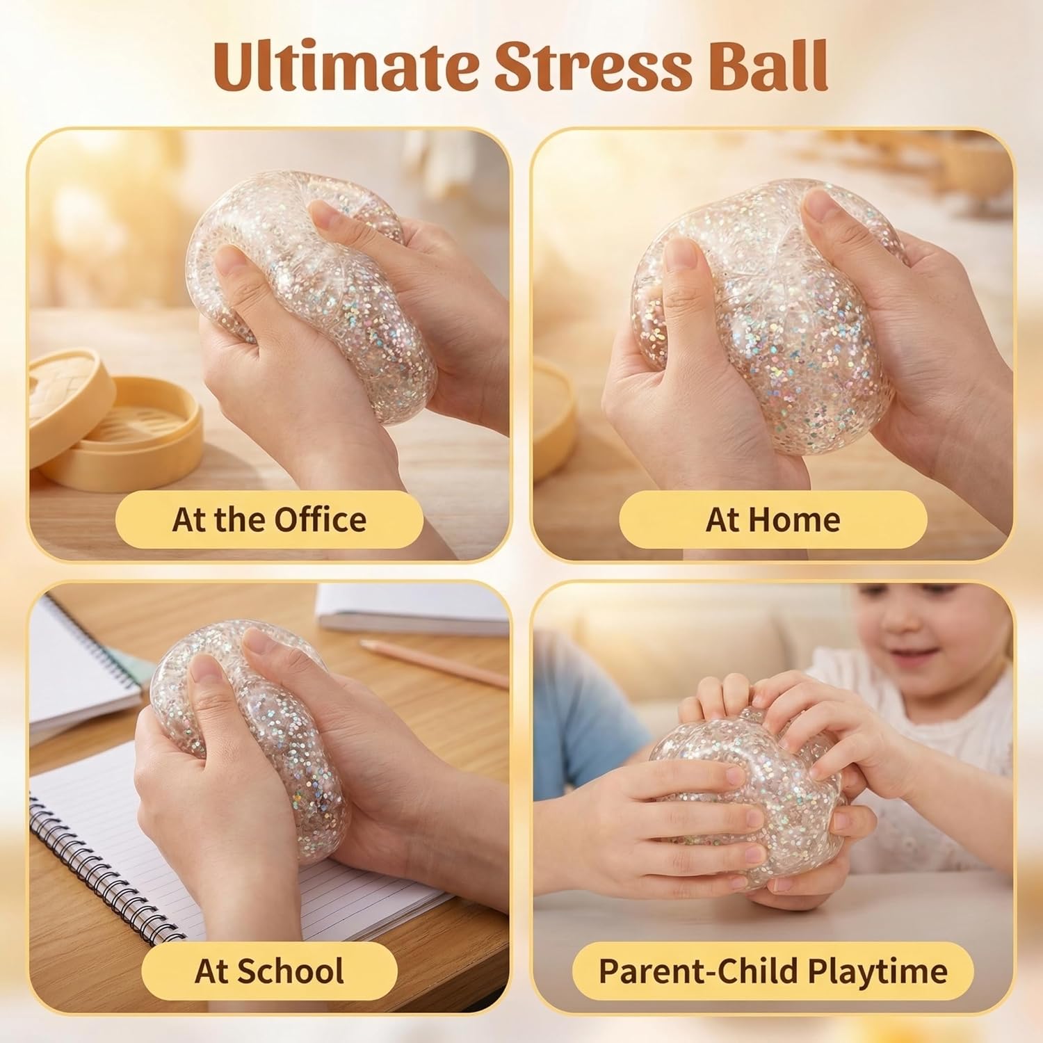 Sparkly Glitter Dumpling Squishy Stress Reliever with Mini Steamer Storage Case – Slow Rebound Tactile Sensory Item for Calming Nerves, Portable On-the-Go Comfort Accessory for All Ages