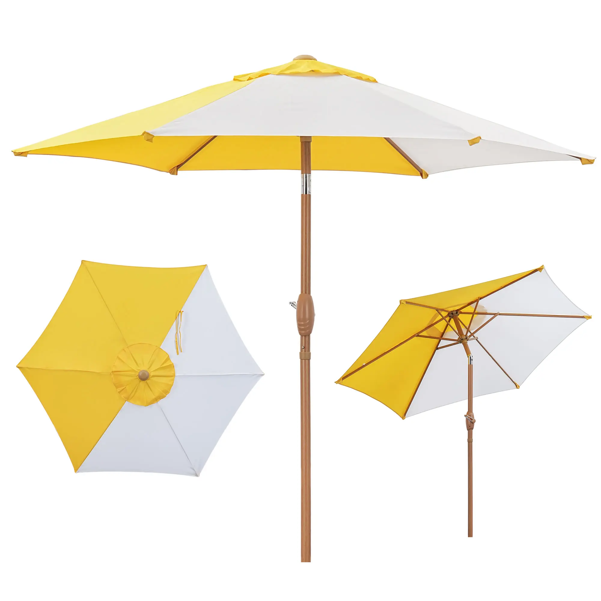 GDY 7.5ft Patio Umbrella - Waterproof, UV-Proof, Push Button Tilt/Crank, 6 Sturdy Ribs, Foldable, No Base, Rust-Resistant Steel
