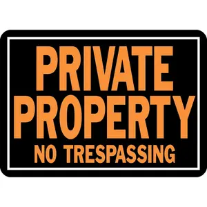 848 Private Property No Trespassing Aluminum Sign 9.25" X 14" Orange/Black, 1 Piece