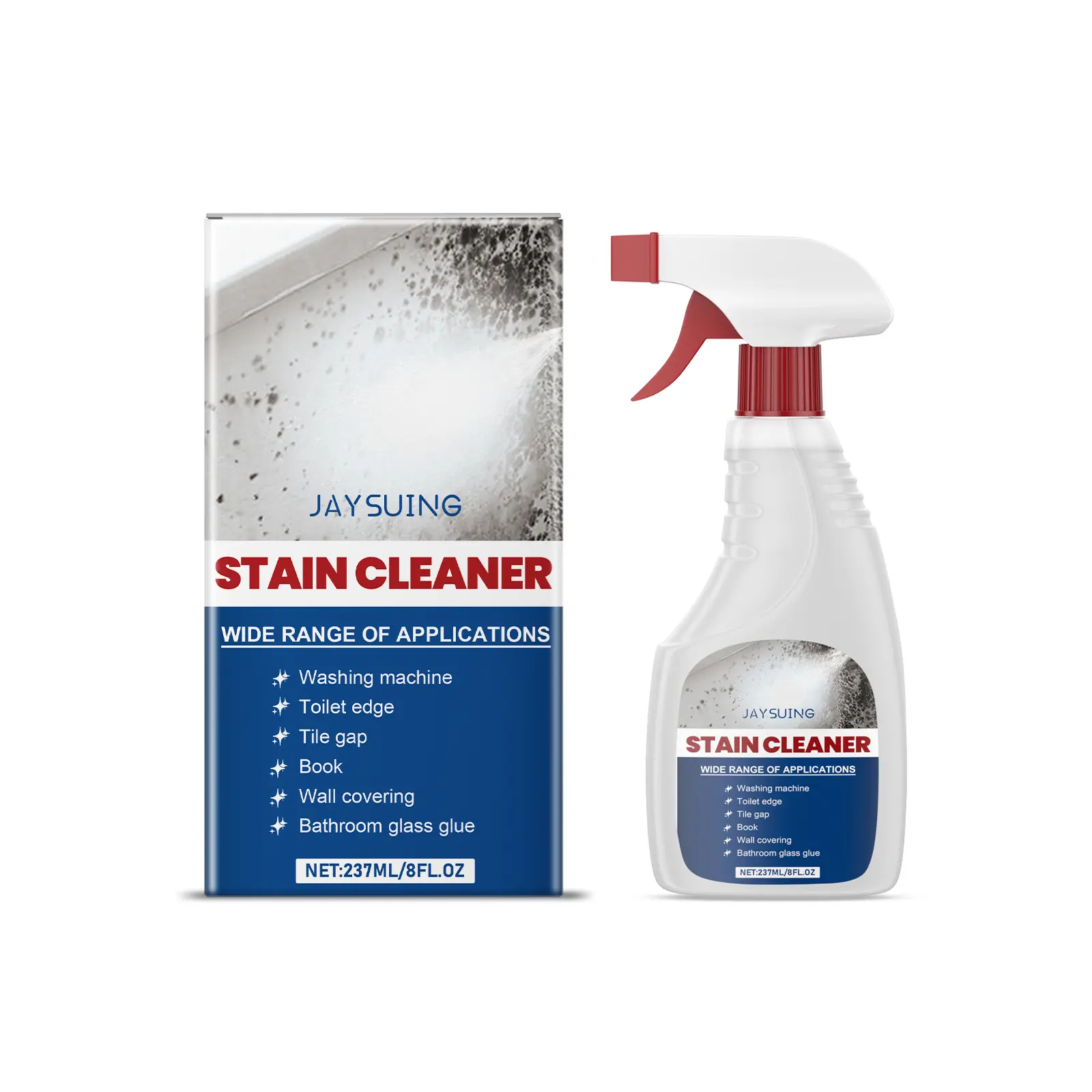 Jaysuing Wall Cleaner Spray - Stain and Mildew Remover, Household Detergent for Toilet and Bathroom Cleaning, Surface Refurbishment Solution (Cleans Effectively), Clean