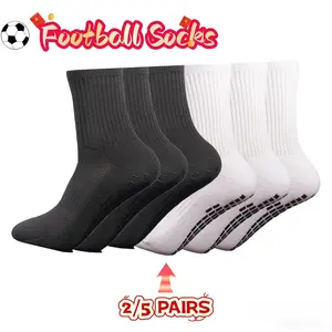2 pairs/5 pairs of solid color men's and women's football training and competition sports socks