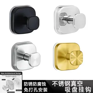 Stainless steel suction cup hook, strong vacuum, no-drill towel hook, wall-mounted coat and hat hook, kitchen hook