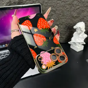 Strawberry Pattern Cute Fruit Smartphone Case - Cellphone Accessories for iPhone 17,16,15,14,13,12,11 Plus Pro Max - Handheld Devices Gift