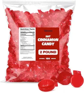 Cinnamon Hard Candy Discs 2 lbs Bulk Pack Christmas Candies - Approx. 150 Individually Wrapped Spicy Cinnamon Flavored Hard Candies for Parties, Offices & Treats