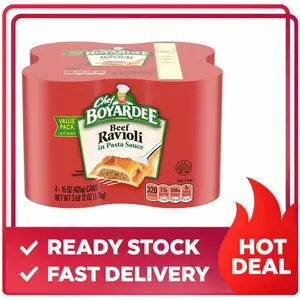 Chef Boyardee Beef Ravioli, 15 Oz Cans Pack of 4, Ready to Eat Ravioli Pasta Meal, Italian Tomato Sauce with Real Beef, Quick Microwave Dinner