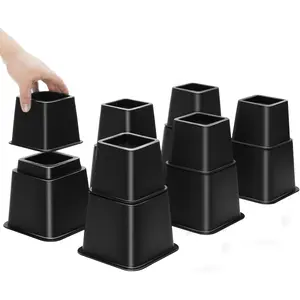 Bed Riser/Furniture Lift Bed/Bed risers/Furniture Lifter/Table risers/Frame Risers Create Under Bed Storage Heavy Duty for Furniture Height Adjustment (Black 6 Pack, 8 Inch)