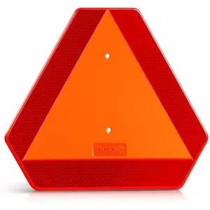 Slow Moving Vehicle Sign, DOT Reflective Triangle SMV Sign, 14"x16" Heavy-Duty Plastic, High Visibility for Tractor, UTV & Golf Cart Safety