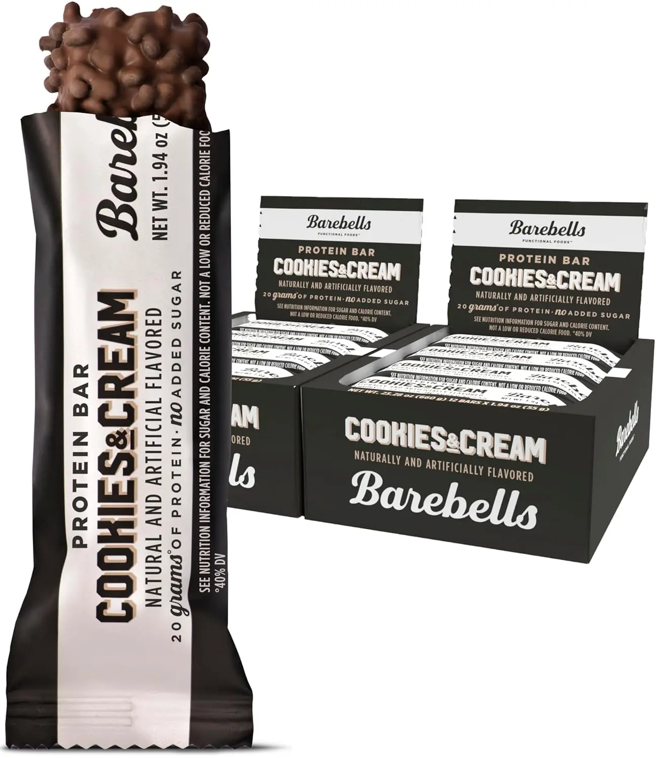 Barebells Cookies & Cream Creamy Crisp Bundle - 12 Count (2PACK), 20g High Protein Treats - Chocolate Nutrition Bar with 1g Total Sugars - On-The-Go Breakfast or Post-Workout