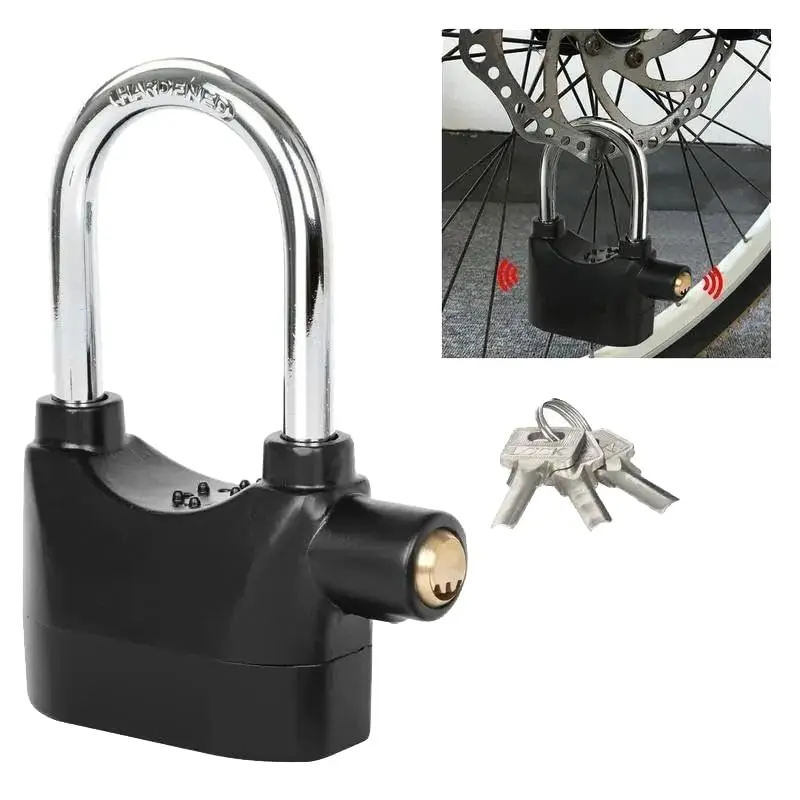 Alarm Lock 110dba Universal Security Alarm Lock System Anti-Theft for Door Motor Bicycle Padlock with 3 Keys (2PCS)