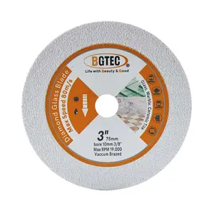 BGTEC 3" 75mm Diamond Cutting Blade for Glass,Jade,Crystal,Wine Bottle,Ceramic Tile,Marble,Artificial Stone