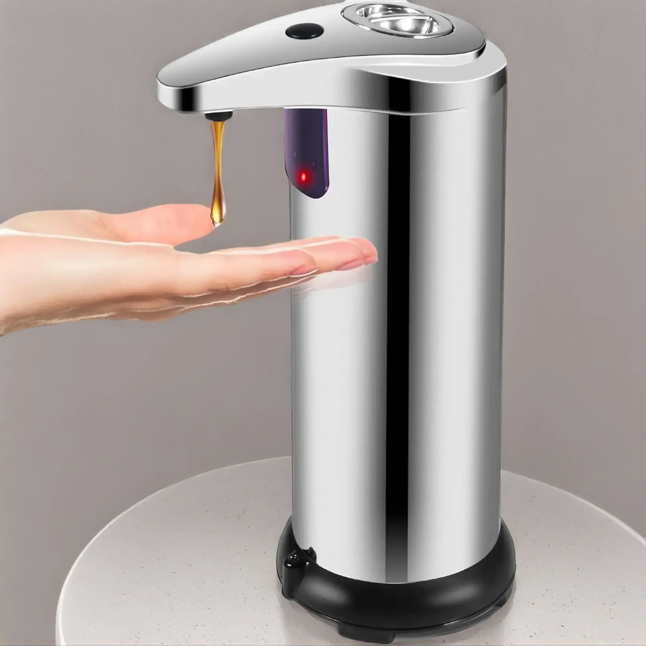 Handfree Automatic Soap Dispenser, Touchless Electric Sensor Hand Free Liquid Soap Dispenser with 3 Adjustable Volume Control for Kitchen Bathroom Cou