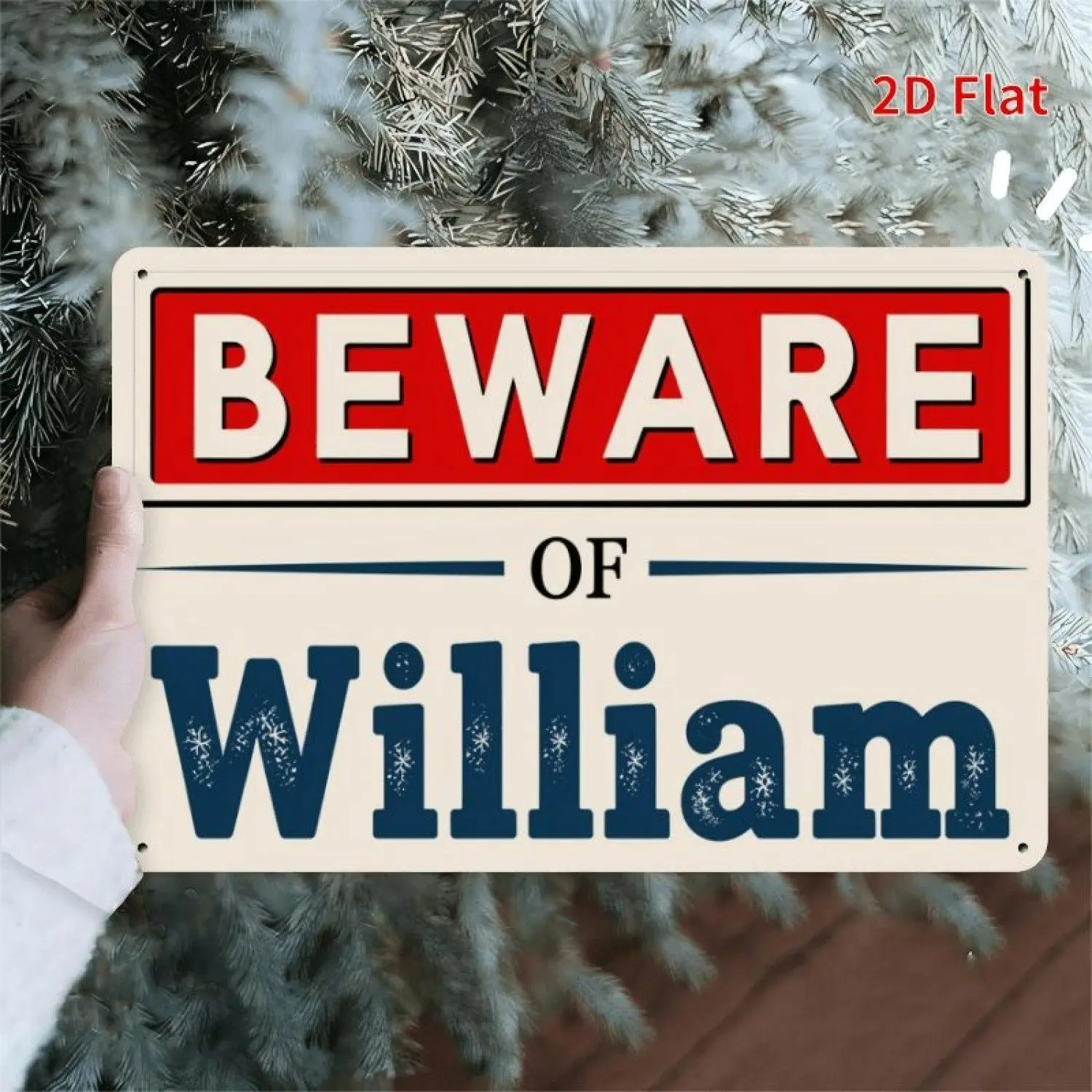 2D Flat - Decorative Signs And Plaques 2D Flat - 2D Plane, Retro Tin Sign, Decorative Signs And Plaques, Tin Painting, Theme - Beware of William, Beware of Accidents, Stay Alert. Suitable for Bars, Outdoor Spaces, Garages, Cafes, Gardens, Libraries