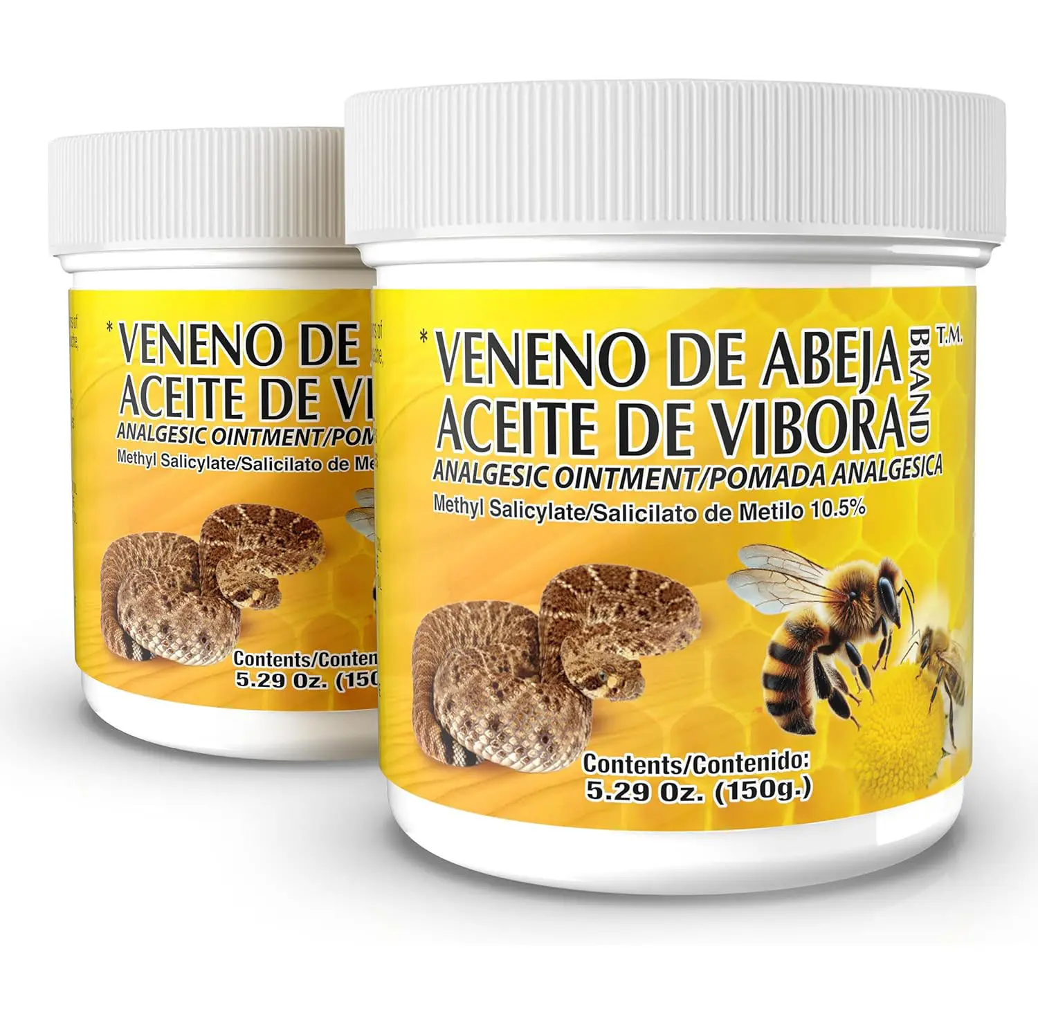 Veneno De Abeja, Aceite Vibora Ointment Analgesic Ointment Topical Pain Relief, Bee Venom Cream Reduce Inflammation Fresh Scent Unguent of 5.29 Oz Jars, (Pack of 2)