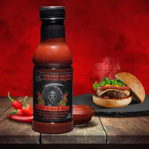 Tony Piggs Hot BBQ Sauce Fresno Reaper Flavor (19oz)- Great Condiment Topping for Wings Ribs & Burgers at Summer Parties - Barbecue Sauce w Hot Sauce Heat from Fresh Peppers- Fathers Day Gift for Dad