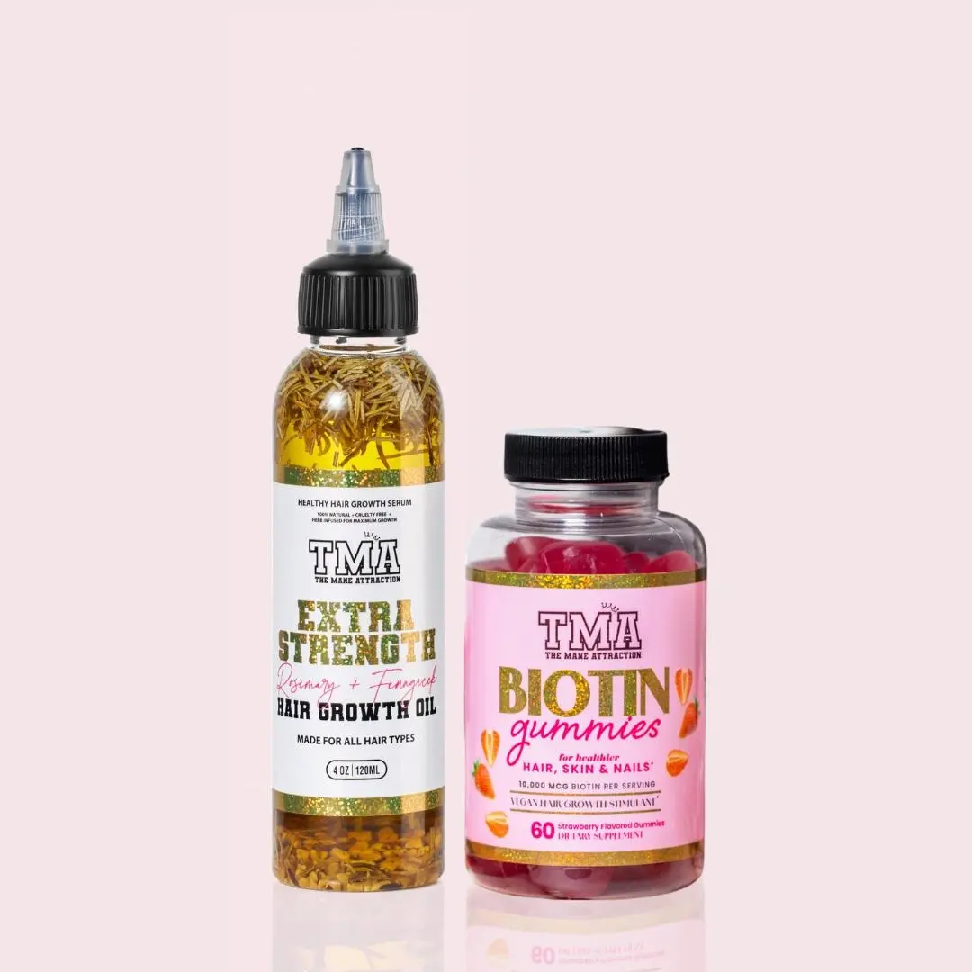 Extreme Growth Kit Rosemary & Fenugreek Extra Strength Hair Growth Oil & Biotin Gummies For Hair, Skin & Nails Haircare Strawberry Natural Hypoallergenic Thicker Stronger Hair Strengthens Hair Thickening Regrowth Formula Strengthening Hair